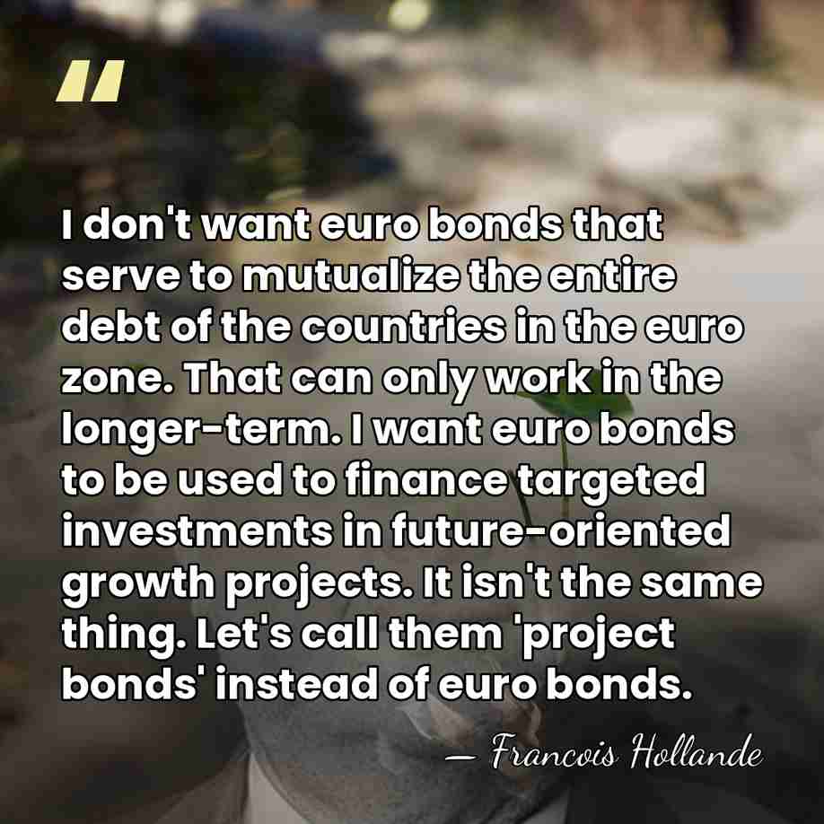I don't want euro bonds that serve to mutualize the entire debt&hellip; - Francois Hollande