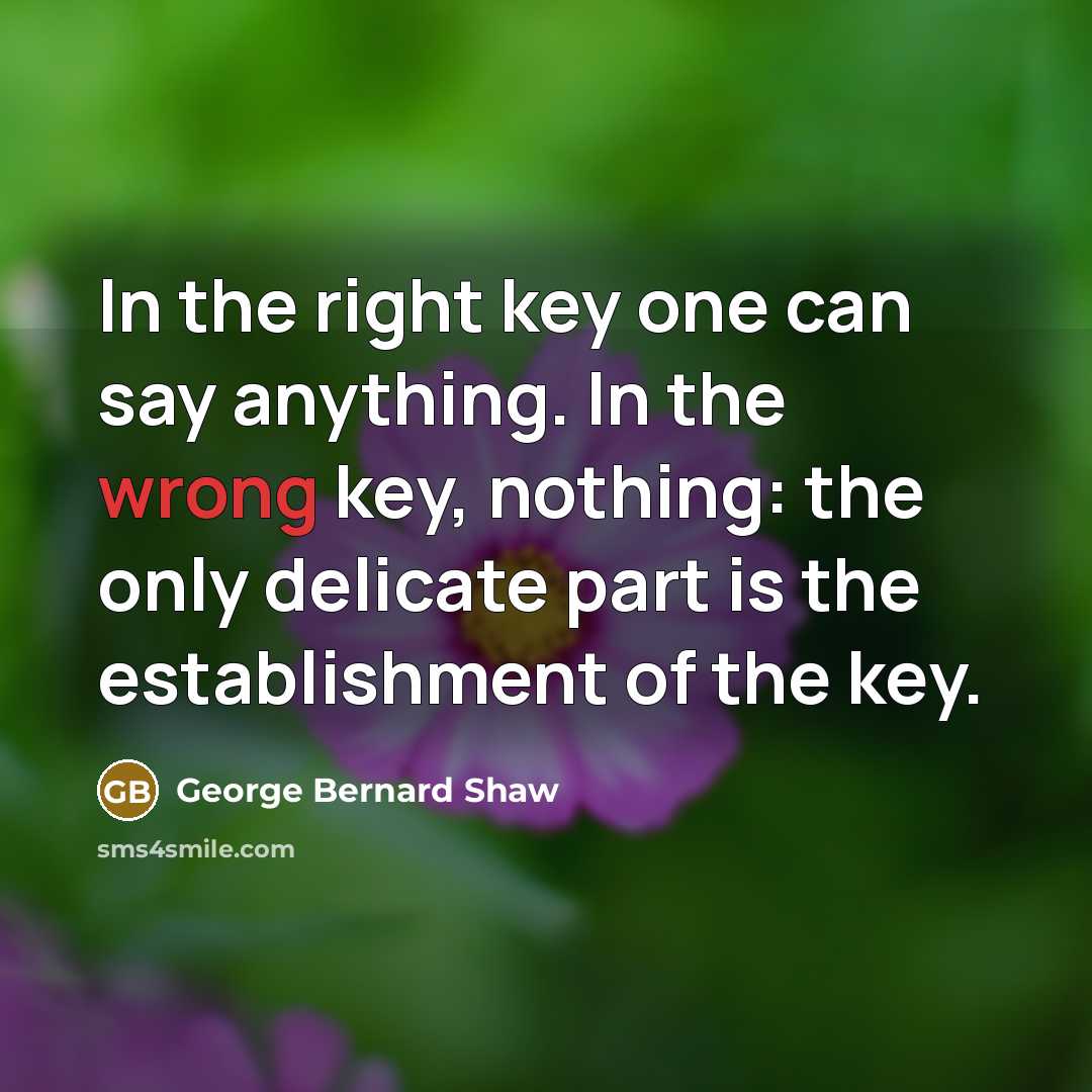 “In the right key one can say anything. In the…” quote by George Bernard Shaw