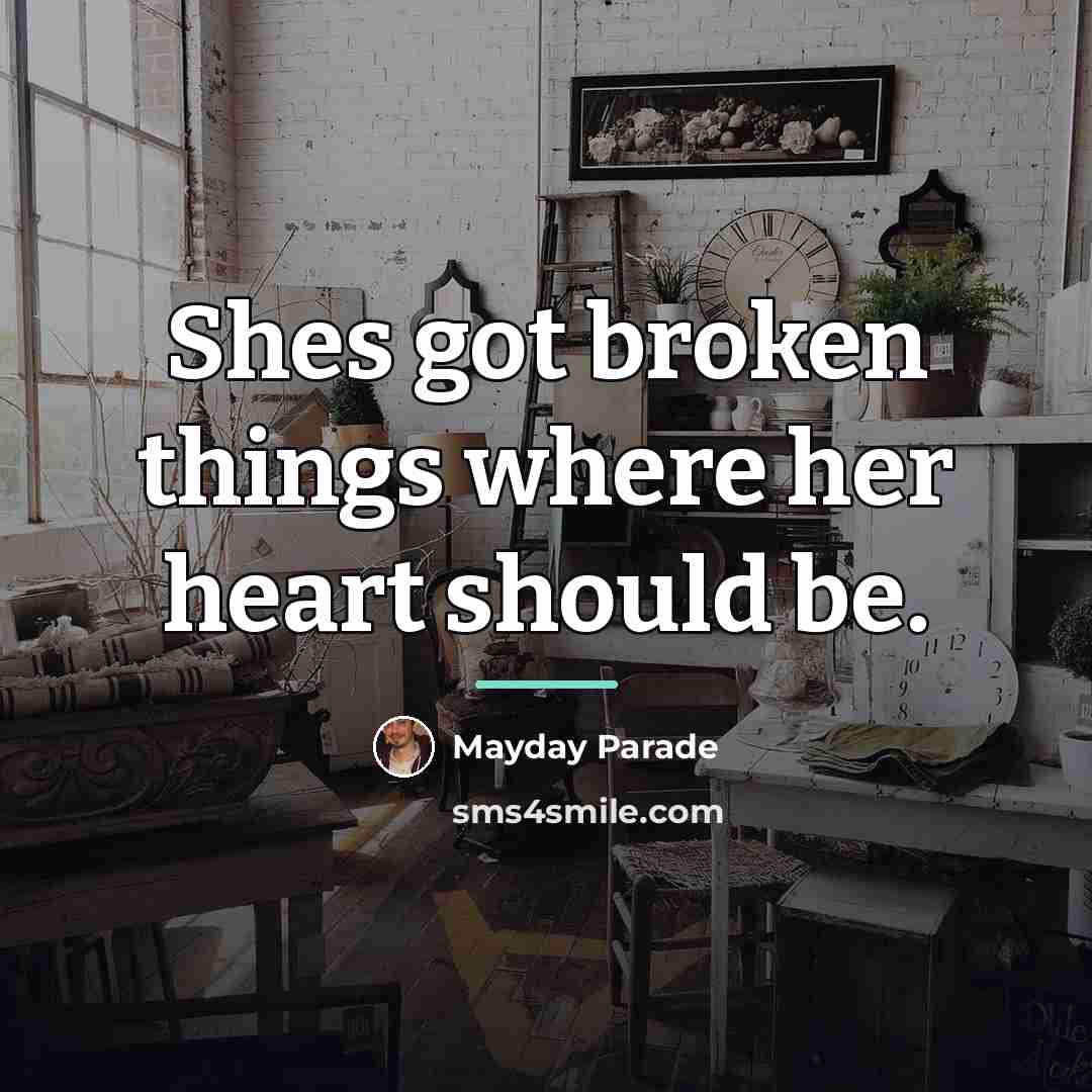 “Shes got broken things where her heart should be.…” quote by Mayday Parade