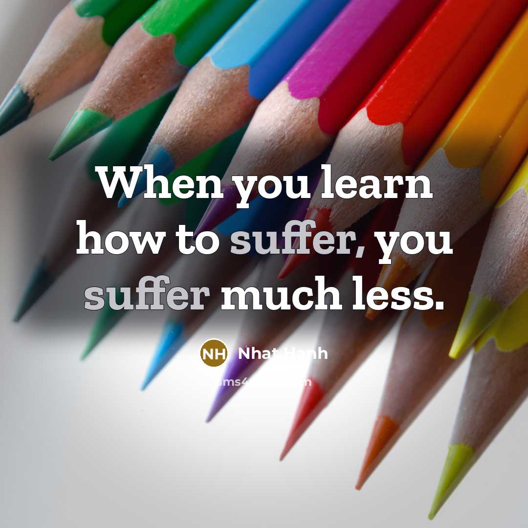 “When you learn how to suffer, you suffer much less.…” quote by Nhat Hanh