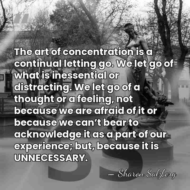The art of concentration is a continual letting go. We let go&hellip; - Sharon Salzberg