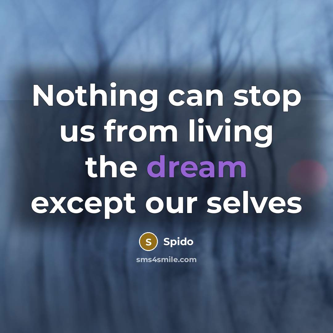 “Nothing can stop us from living the dream except our…” quote by Spido