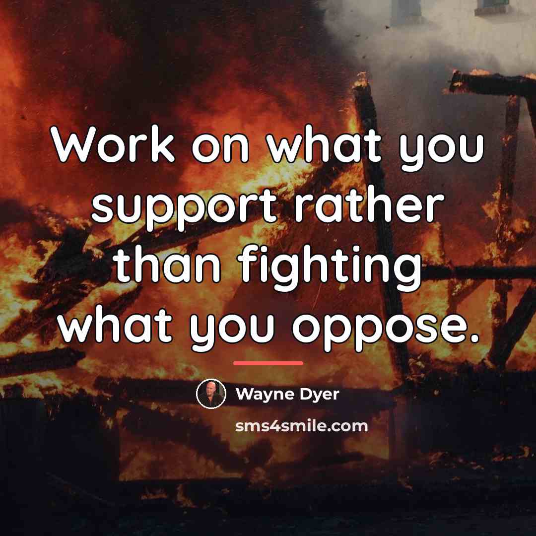 “Work on what you support rather than fighting what you…” quote by Wayne Dyer
