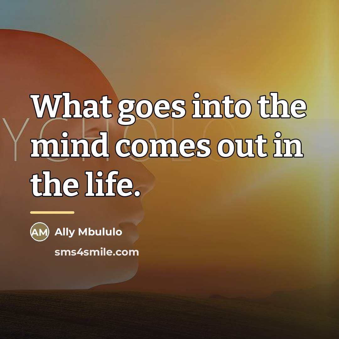 “What goes into the mind comes out in the life.…” quote by Ally Mbululo