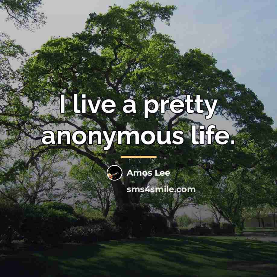 “I live a pretty anonymous life.…” quote by Amos Lee