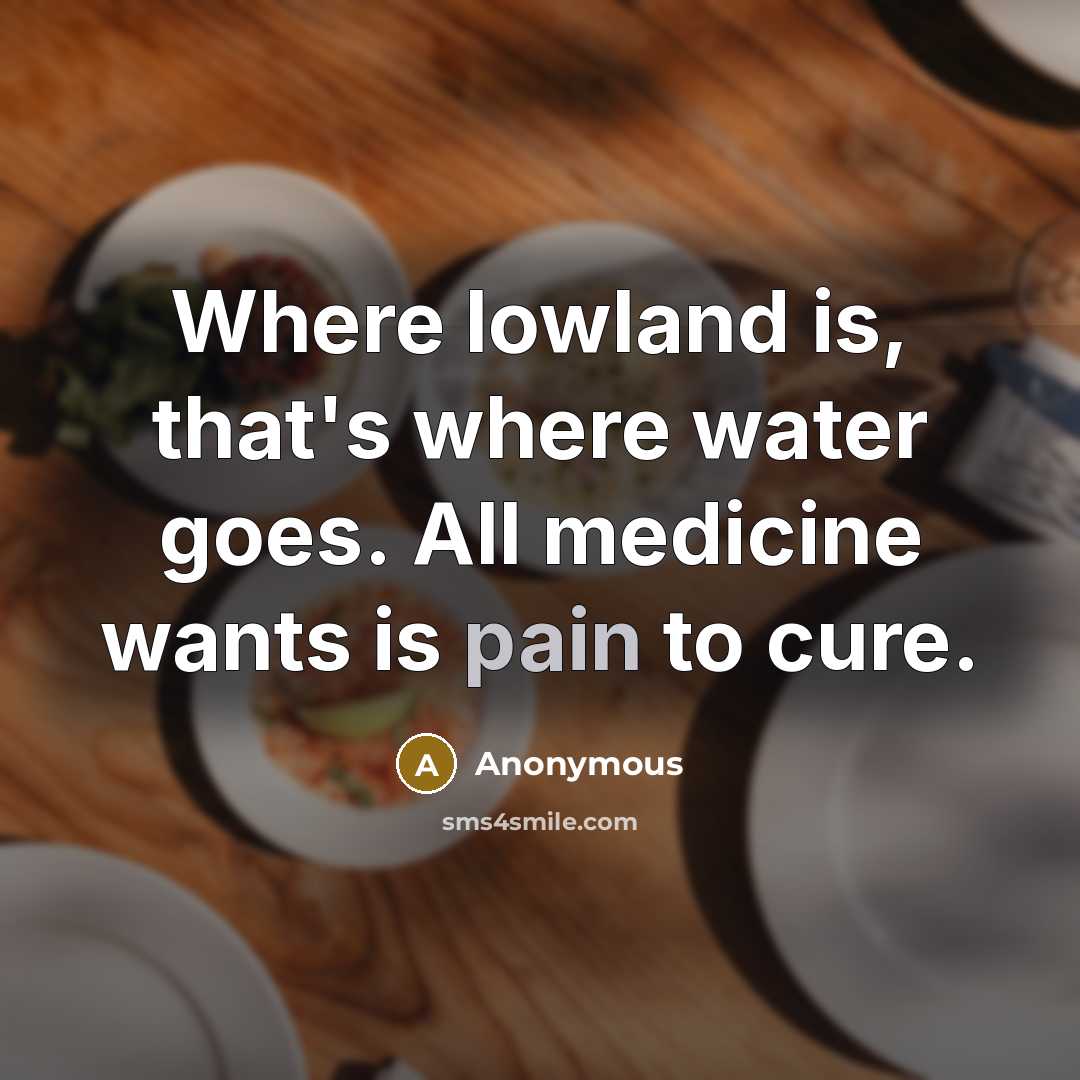 “Where lowland is, that's where water goes. All medicine wants…” quote by Anonymous