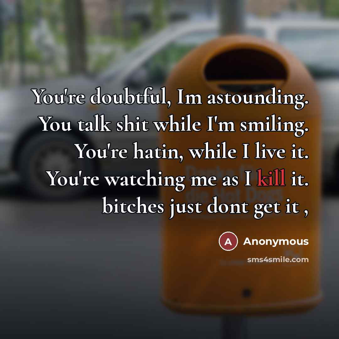 “You're doubtful, Im astounding. You talk shit while I'm smiling.…” quote by Anonymous