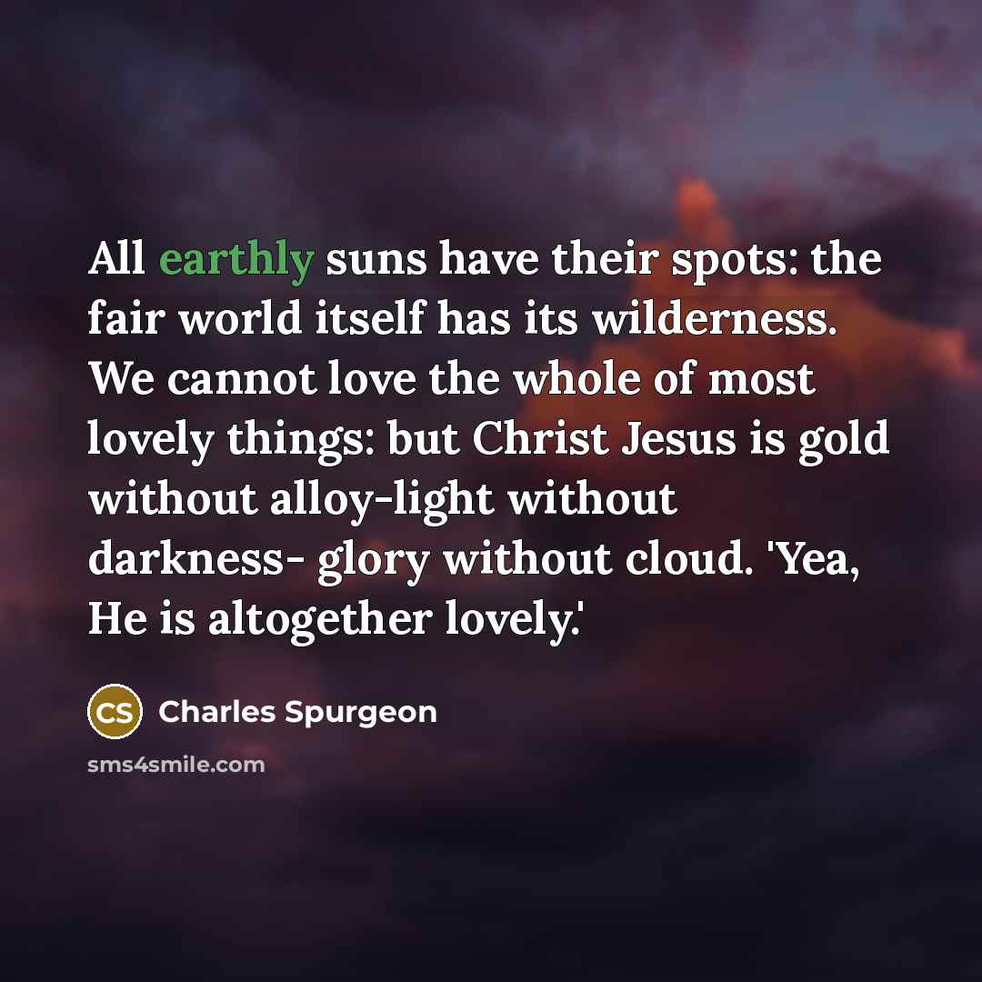 “All earthly suns have their spots: the fair world itself…” quote by Charles Spurgeon