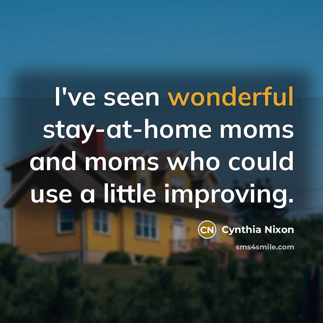 “I've seen wonderful stay-at-home moms and moms who could use…” quote by Cynthia Nixon