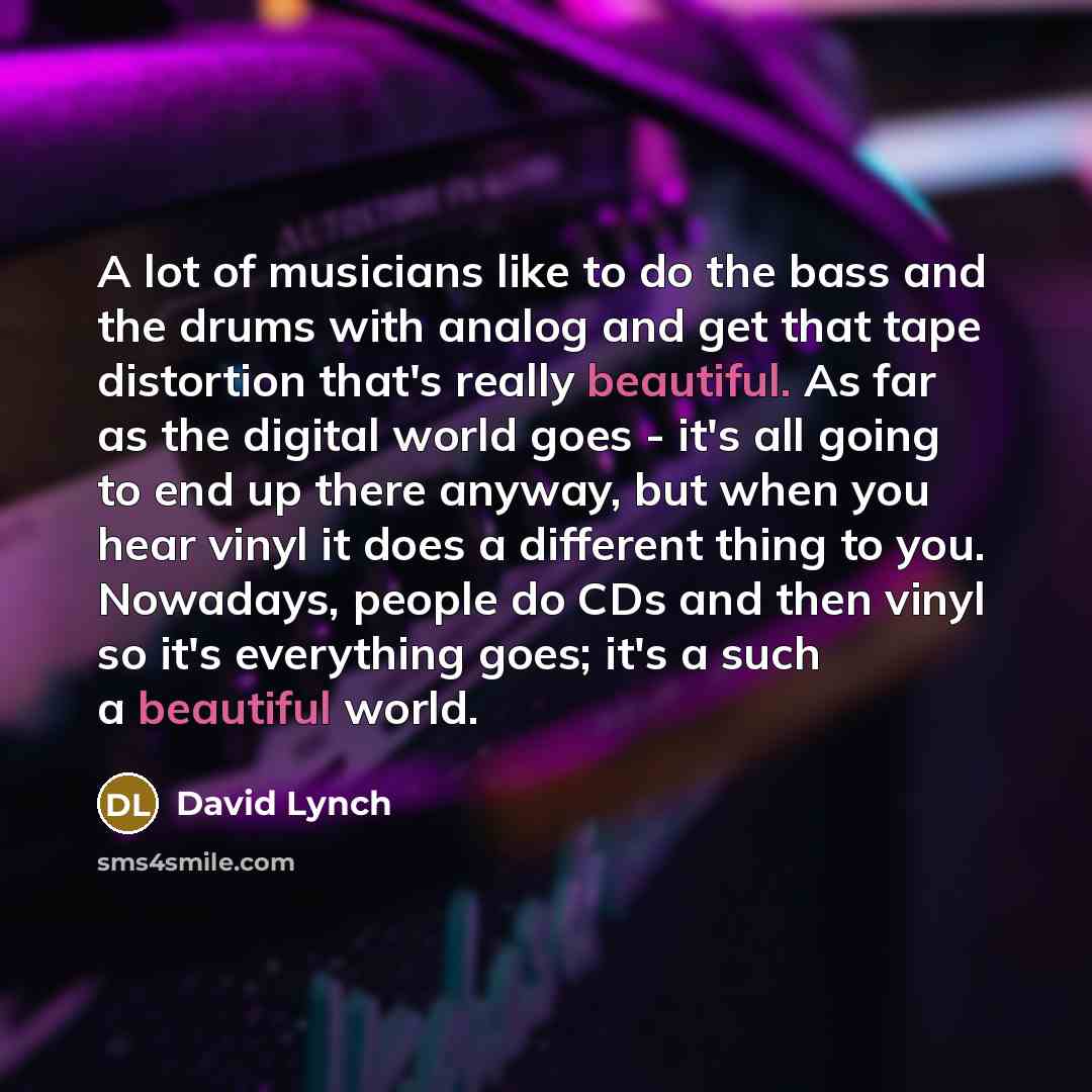 “A lot of musicians like to do the bass and…” quote by David Lynch