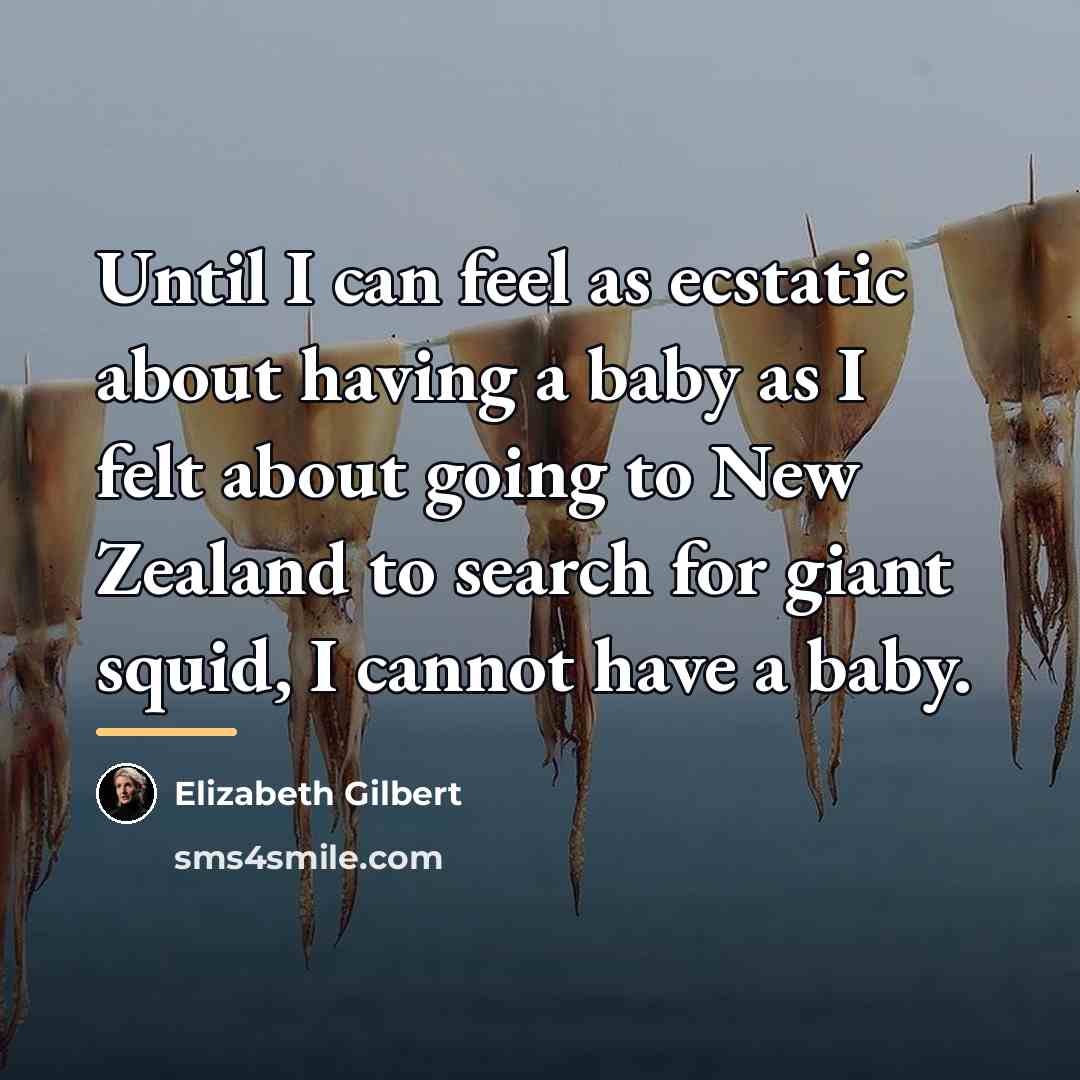 “Until I can feel as ecstatic about having a baby…” quote by Elizabeth Gilbert