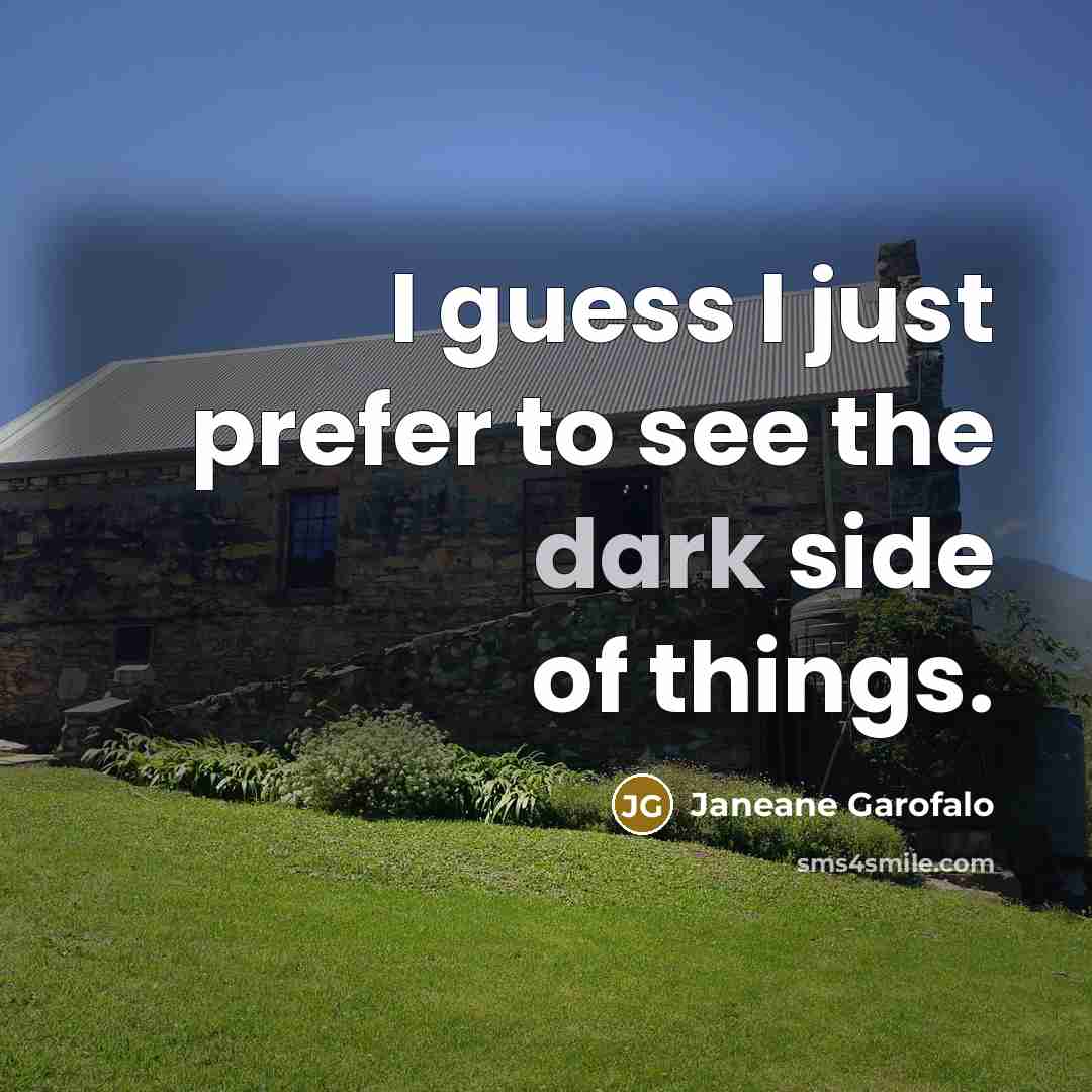 “I guess I just prefer to see the dark side…” quote by Janeane Garofalo