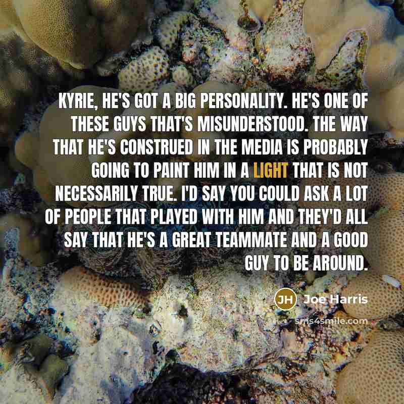 “Kyrie, he's got a big personality. He's one of these…” quote by Joe Harris