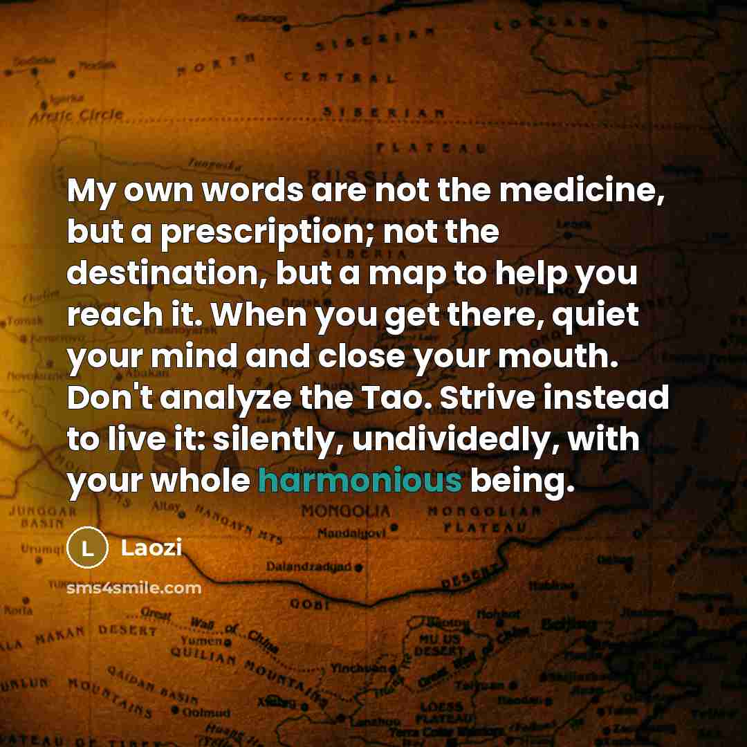 “My own words are not the medicine, but a prescription;…” quote by Laozi