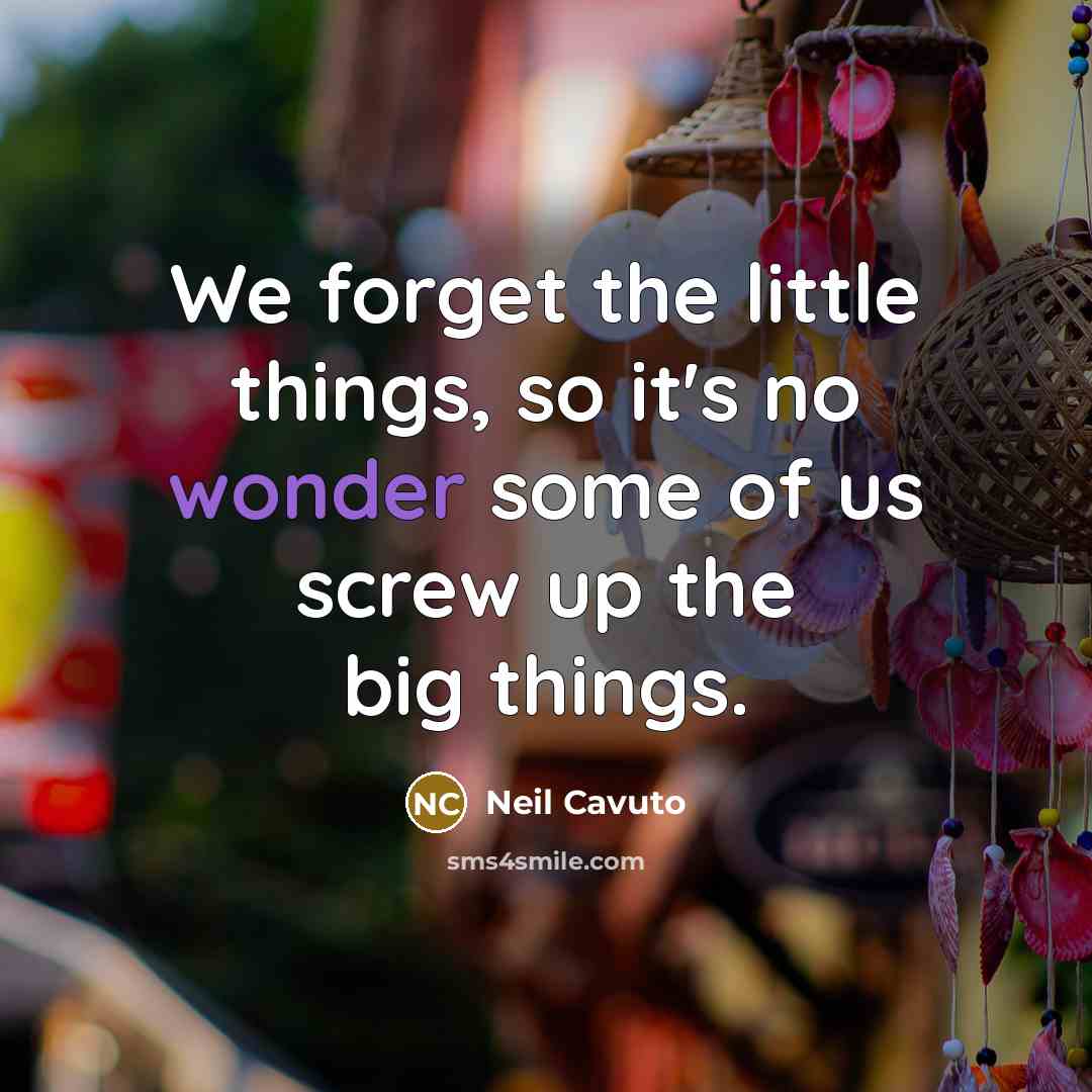 “We forget the little things, so it's no wonder some…” quote by Neil Cavuto