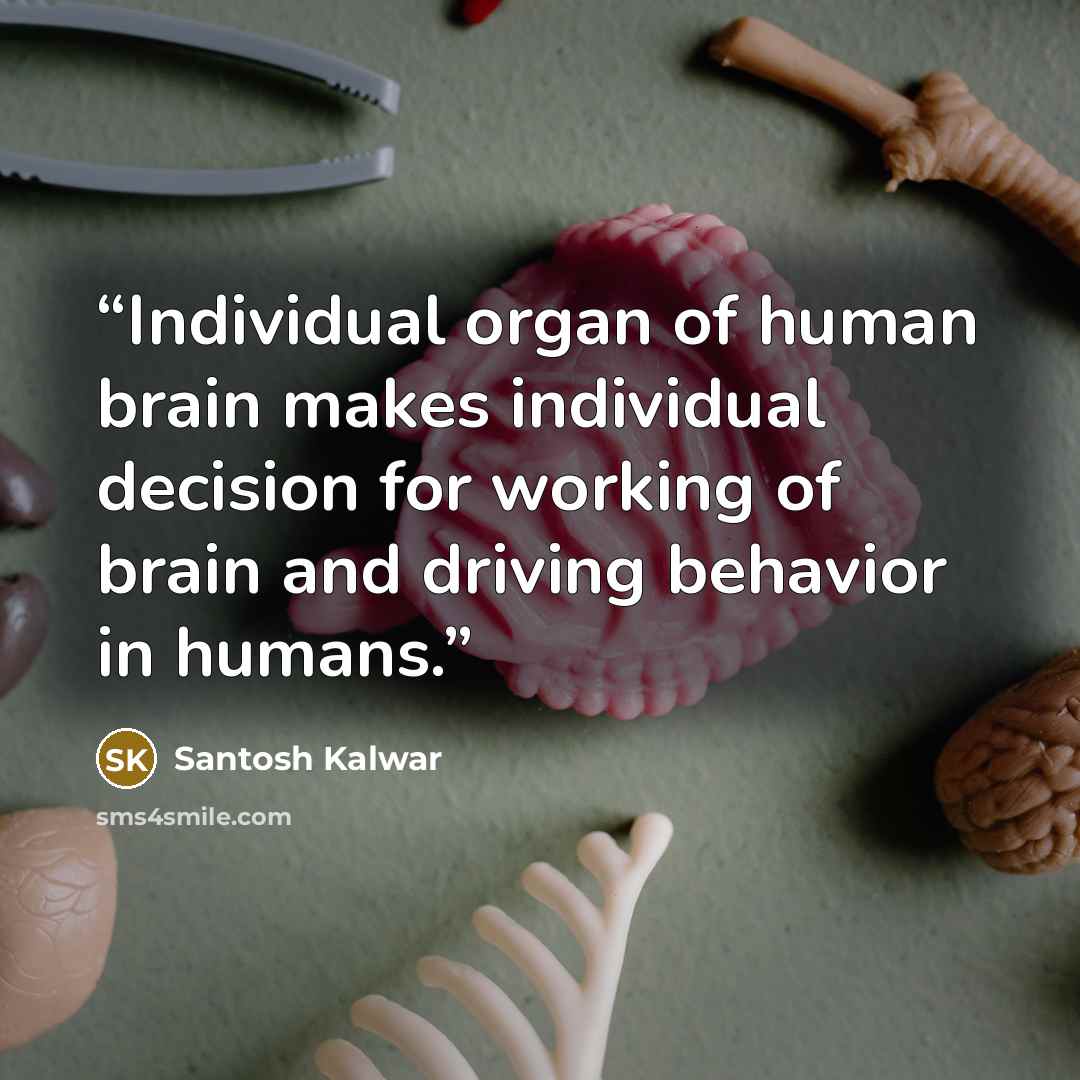 “Individual organ of human brain makes individual decision for working of brain and driving behavior in humans.” quote by Santosh Kalwar