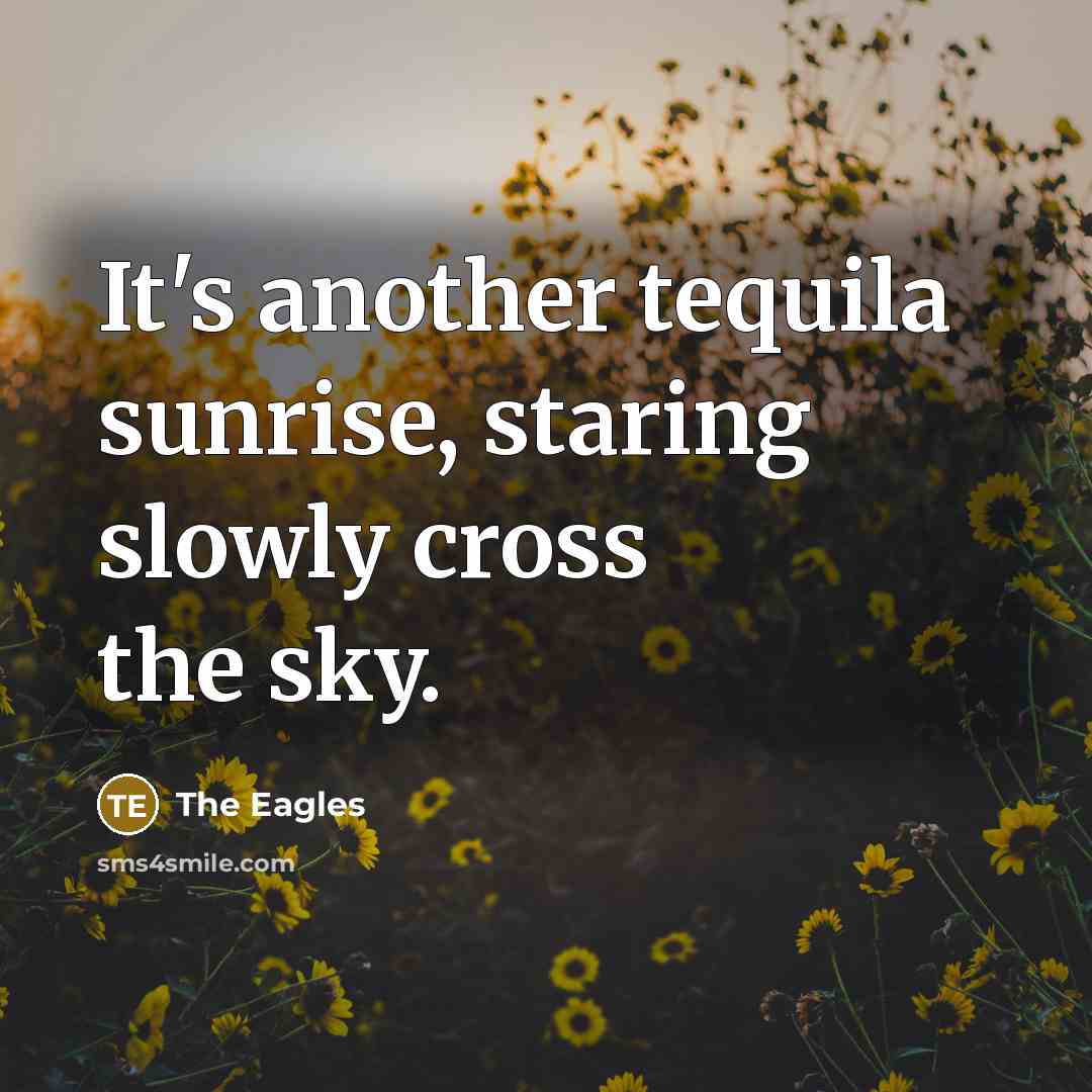 “It's another tequila sunrise, staring slowly cross the sky.…” quote by The Eagles