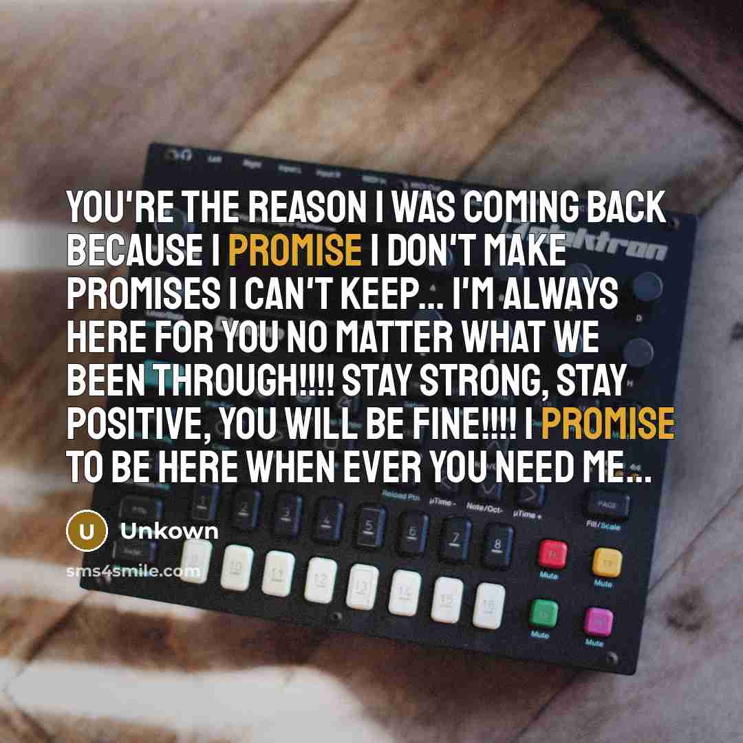 “YOU'RE THE REASON I WAS COMING BACK BECAUSE I PROMISE…” quote by Unkown