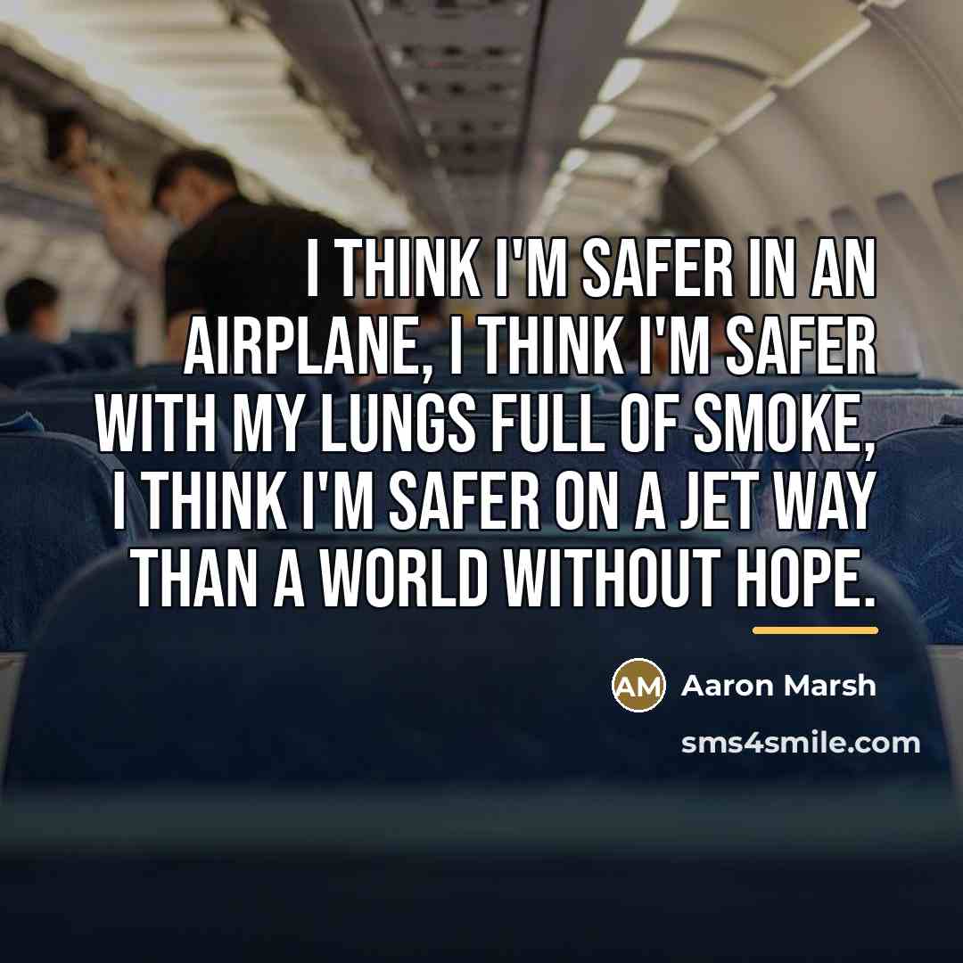 “I think I'm safer in an airplane, I think I'm…” quote by Aaron Marsh