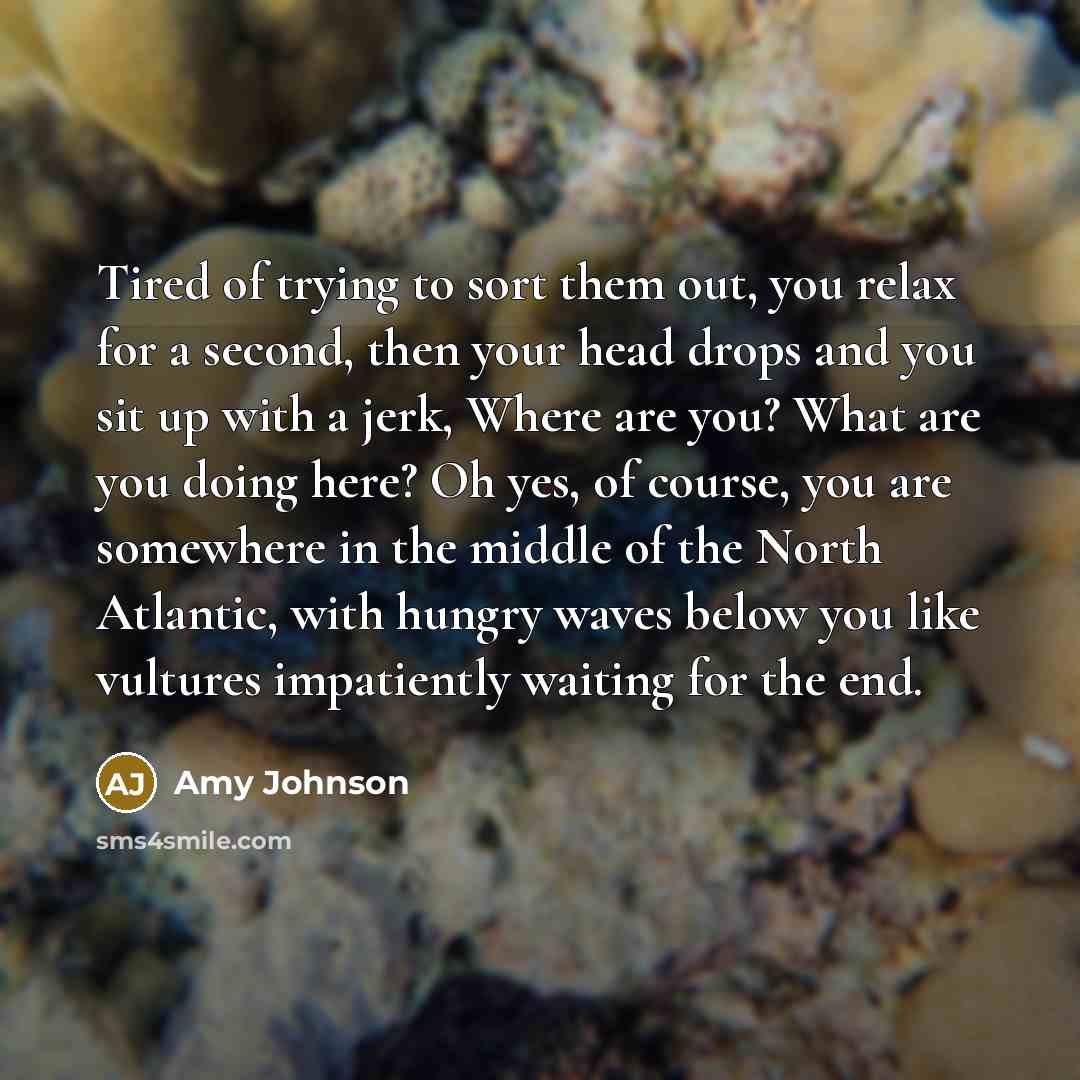 “Tired of trying to sort them out, you relax for…” quote by Amy Johnson