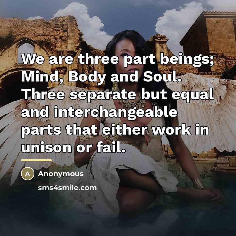 “We are three part beings; Mind, Body and Soul. Three…” quote by Anonymous