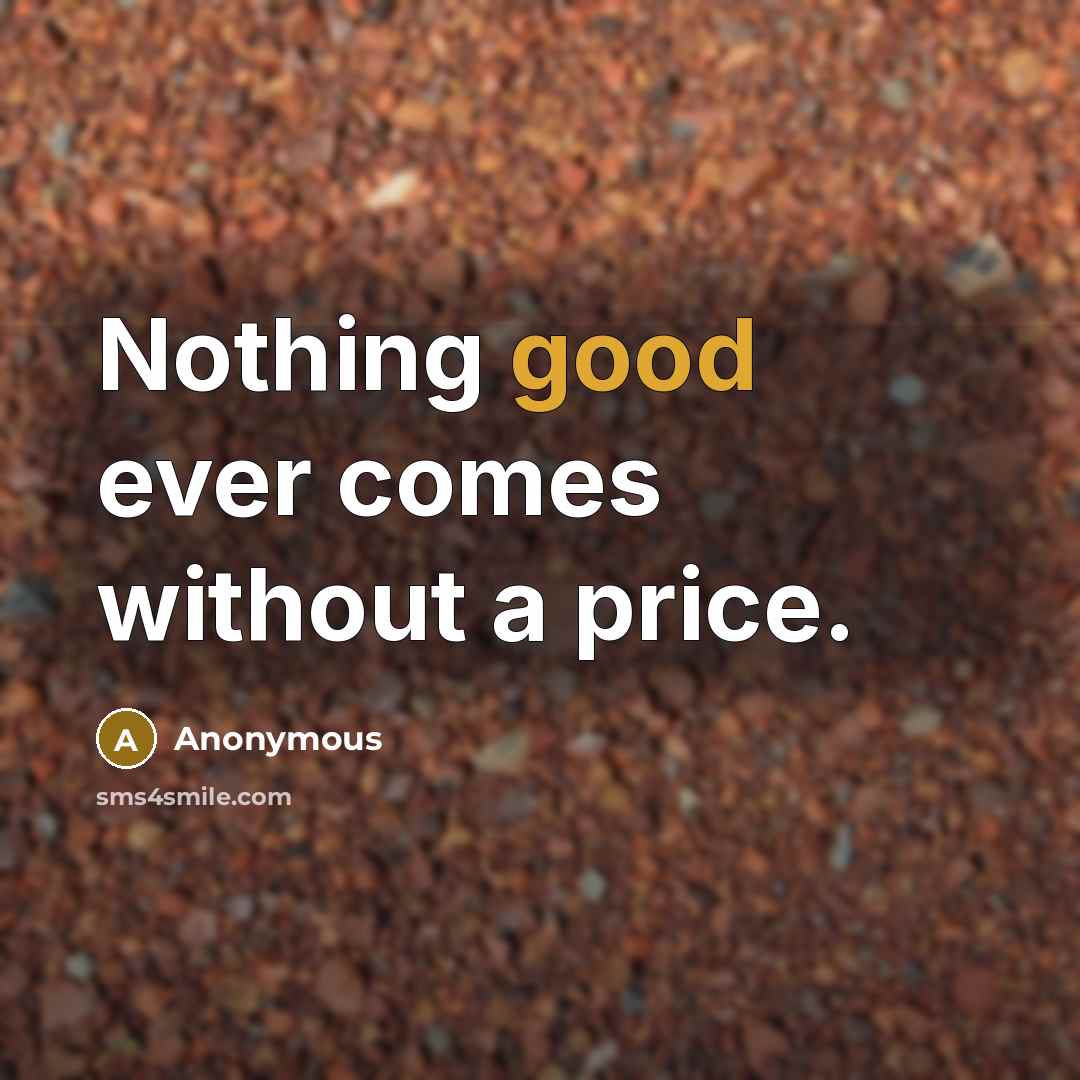 “Nothing good ever comes without a price.…” quote by Anonymous