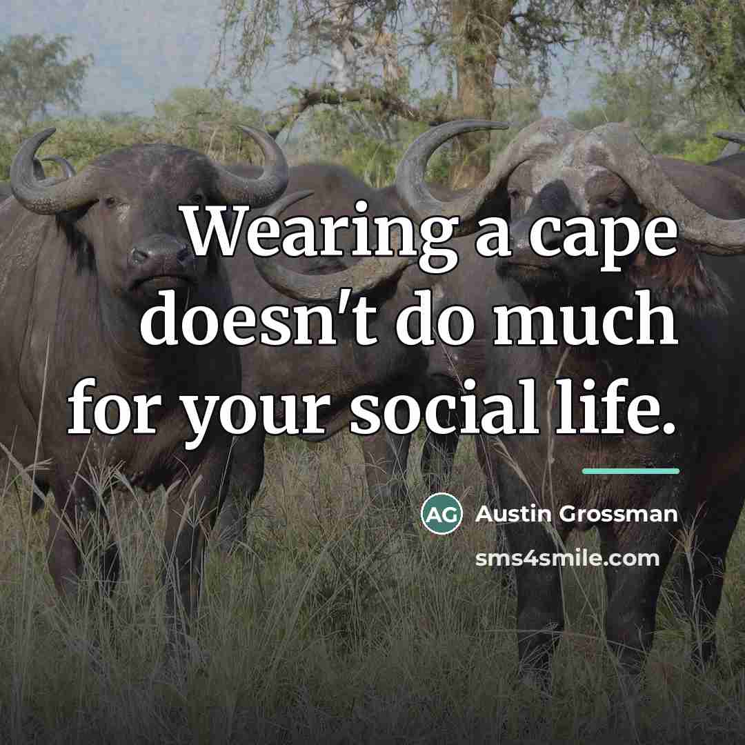 “Wearing a cape doesn't do much for your social life.…” quote by Austin Grossman