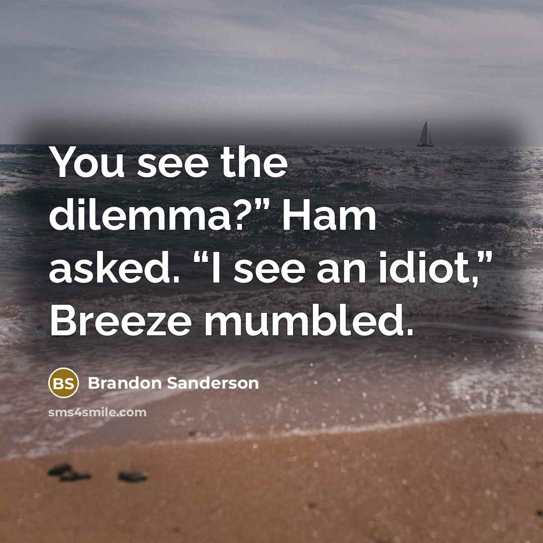 “You see the dilemma?” Ham asked. “I see an idiot,”…” quote by Brandon Sanderson