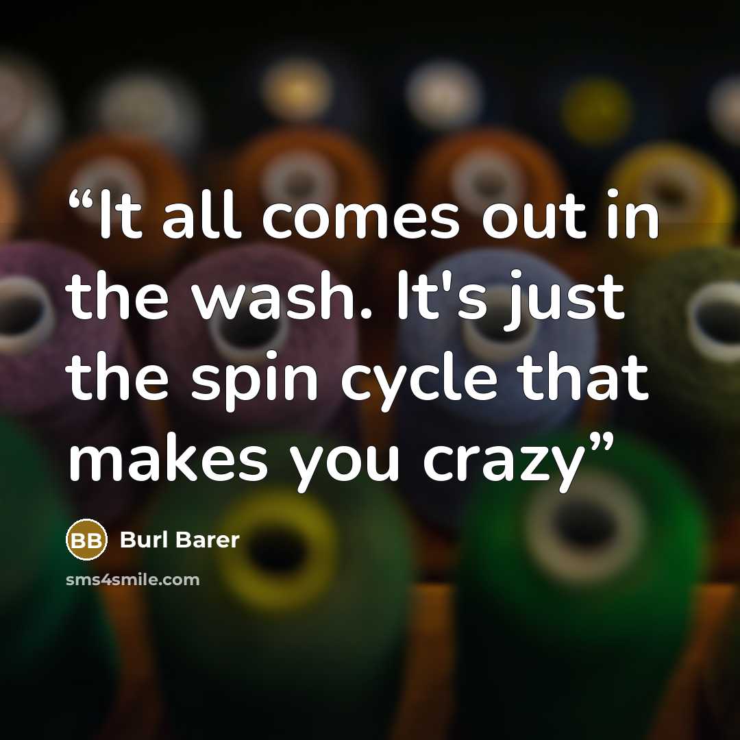“It all comes out in the wash. It's just the spin cycle that makes you crazy” quote by Burl Barer