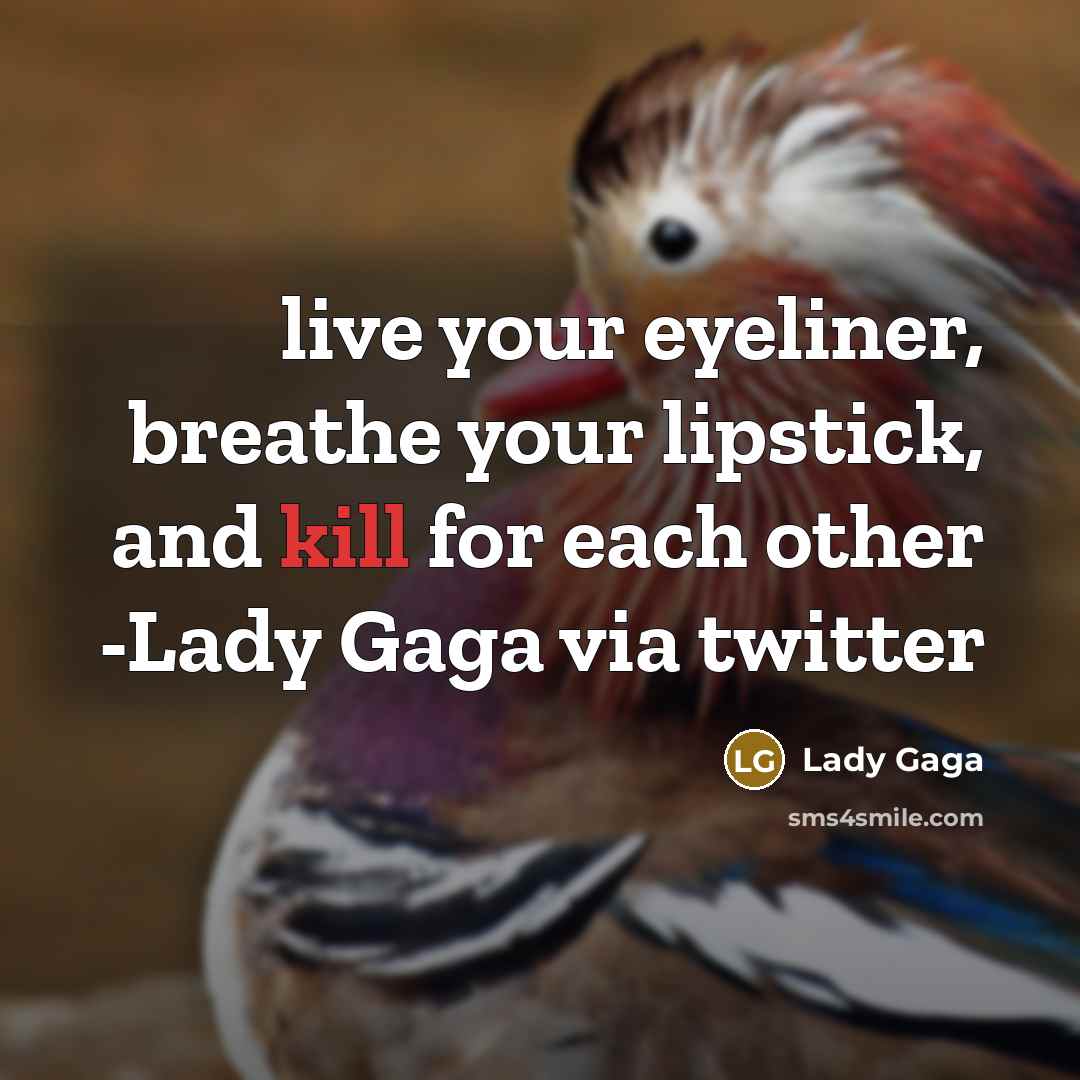 “live your eyeliner, breathe your lipstick, and kill for each…” quote by Lady Gaga