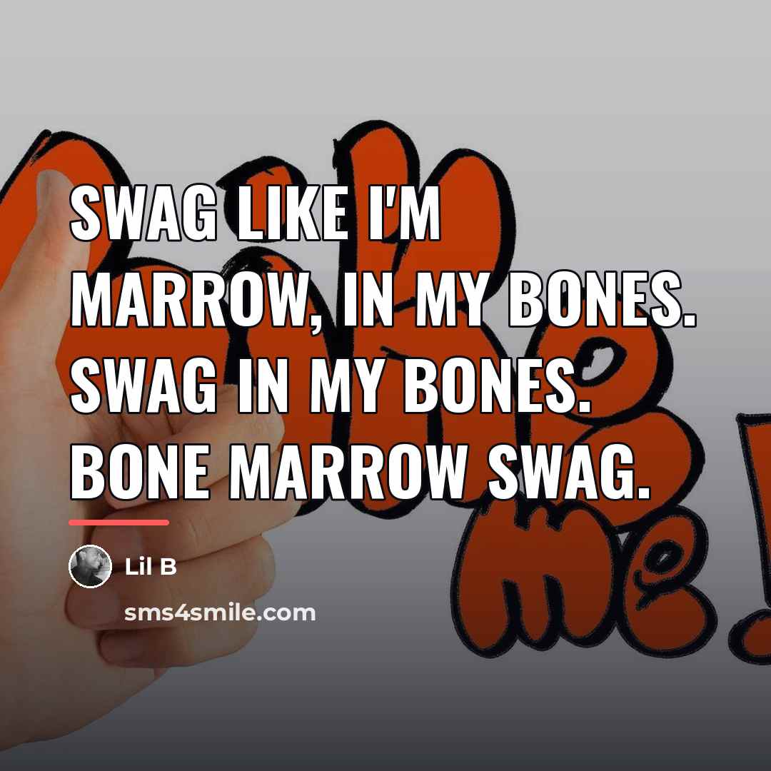 “Swag like I'm marrow, in my bones. Swag in my…” quote by Lil B