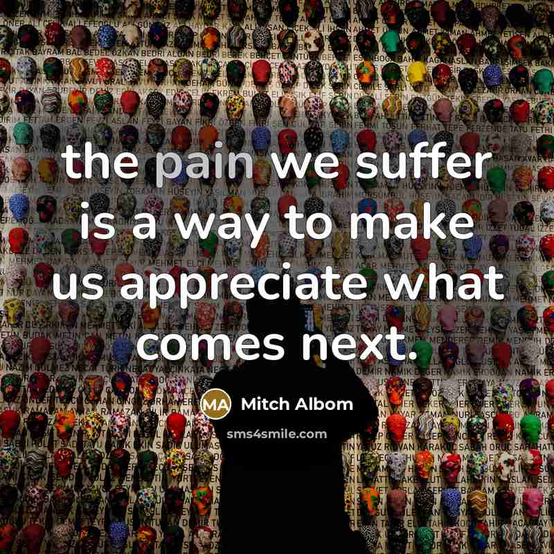“the pain we suffer is a way to make us…” quote by Mitch Albom