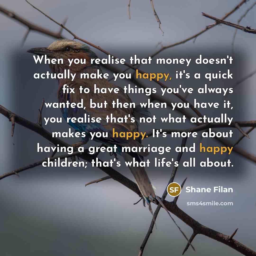 “When you realise that money doesn't actually make you happy,…” quote by Shane Filan