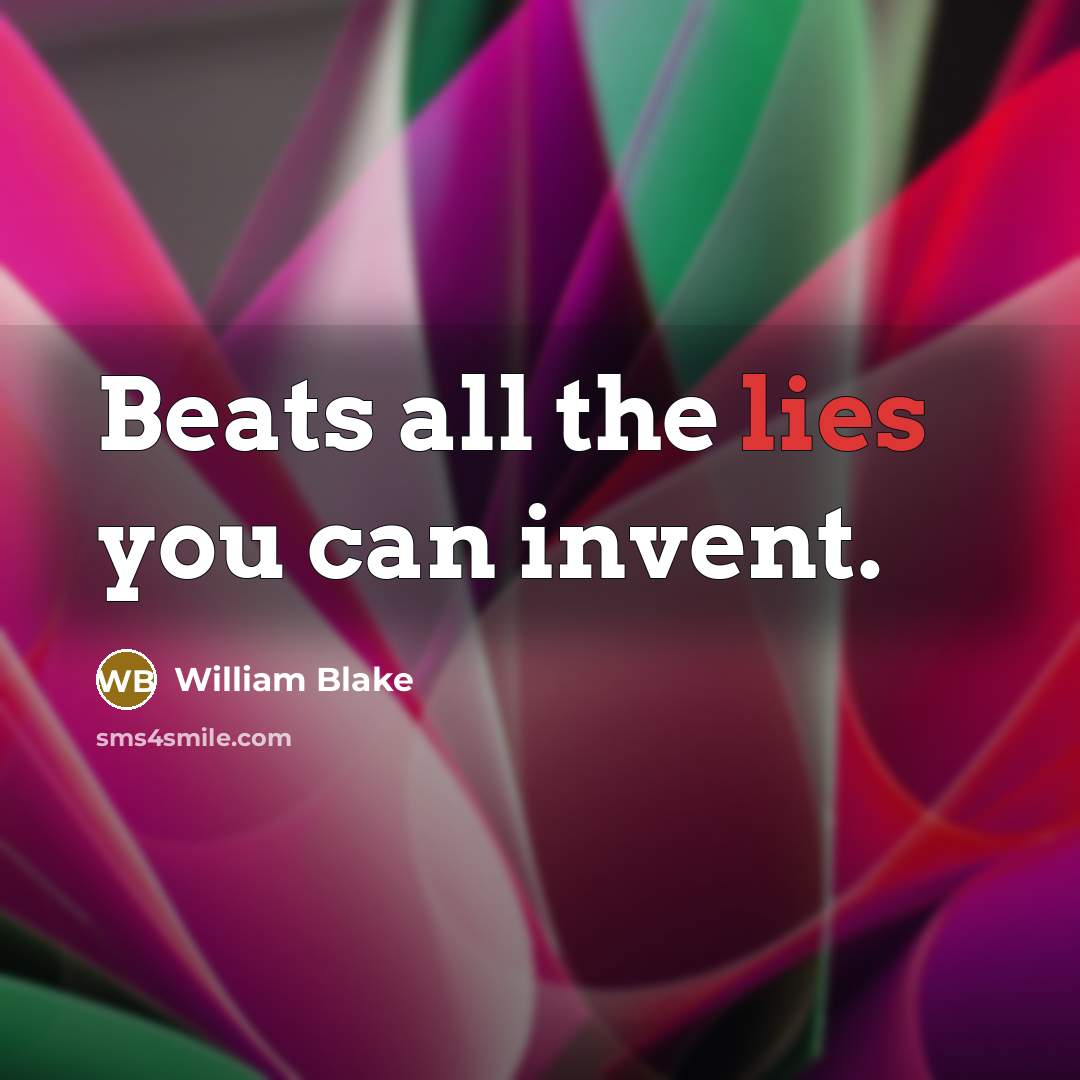 “Beats all the lies you can invent.…” quote by William Blake
