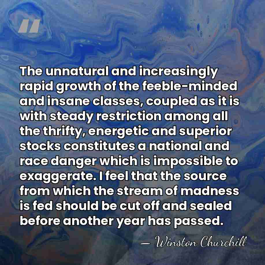 The unnatural and increasingly rapid growth of the feeble-minded and insane classes,&hellip; - Winston Churchill