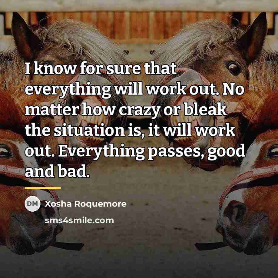 “I know for sure that everything will work out. No…” quote by Xosha Roquemore