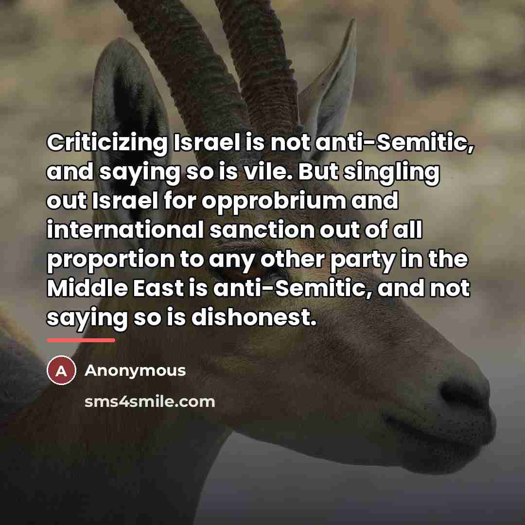 “Criticizing Israel is not anti-Semitic, and saying so is vile.…” quote by Anonymous