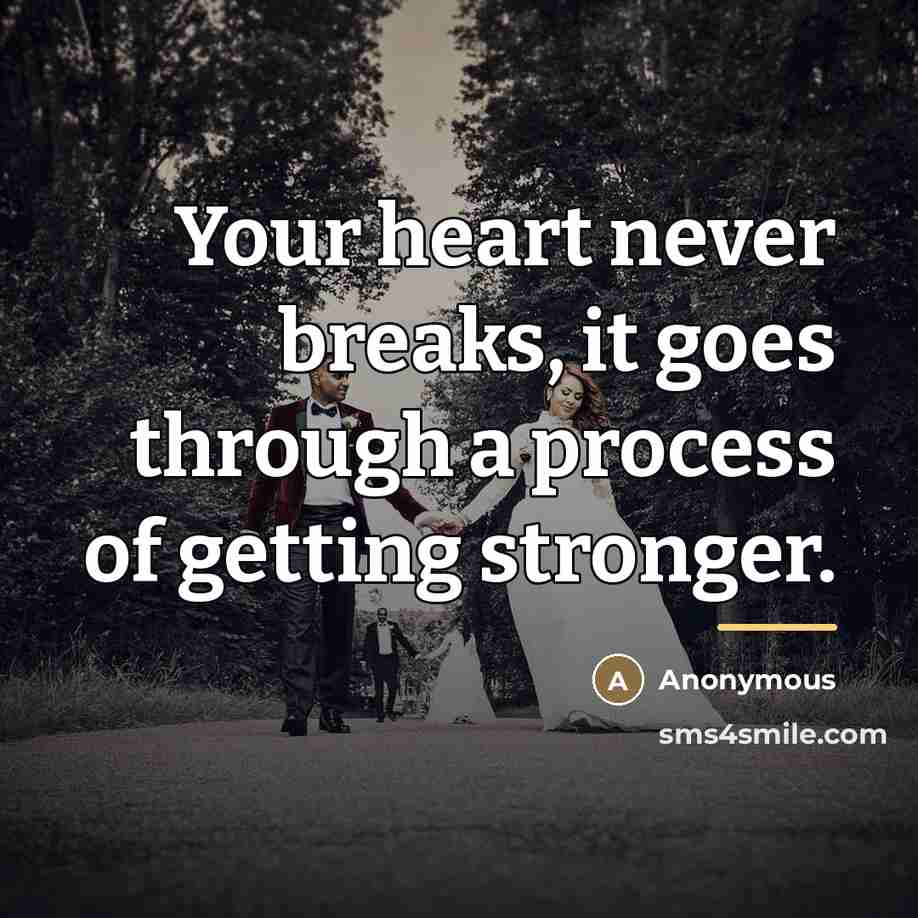 “Your heart never breaks, it goes through a process of…” quote by Anonymous