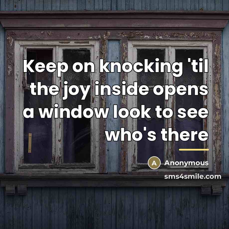 “Keep on knocking 'til the joy inside opens a window…” quote by Anonymous