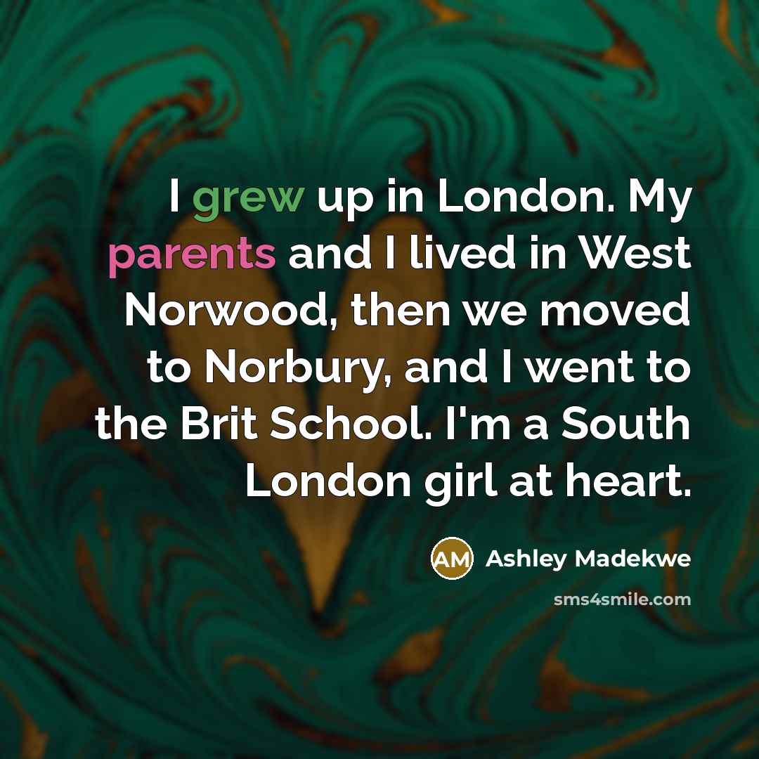 “I grew up in London. My parents and I lived…” quote by Ashley Madekwe