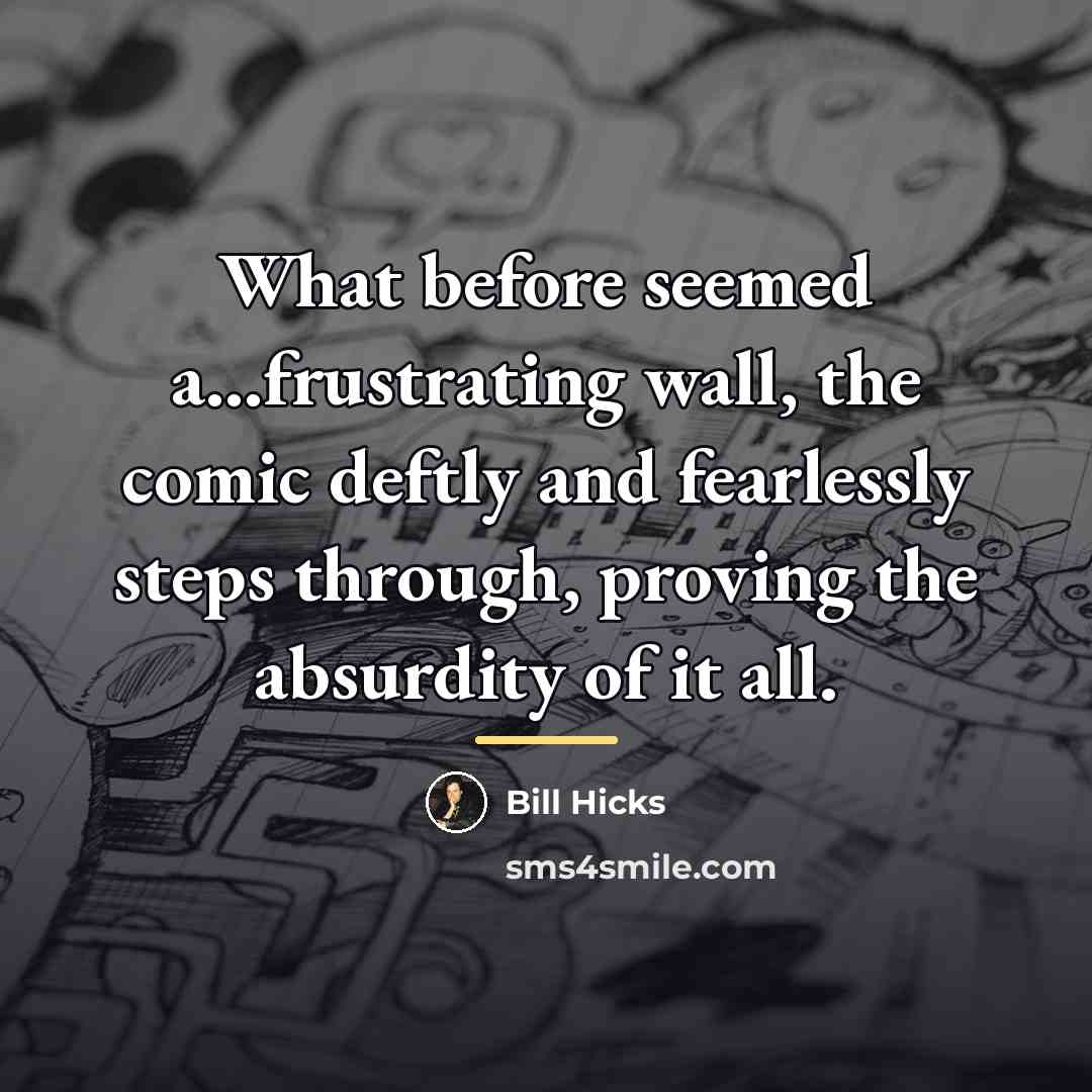 “What before seemed a...frustrating wall, the comic deftly and fearlessly…” quote by Bill Hicks