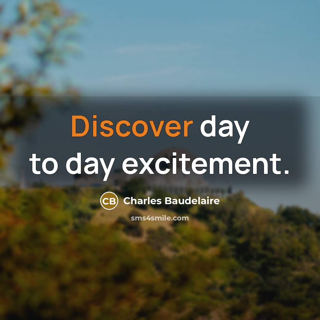 “Discover day to day excitement.…” quote by Charles Baudelaire