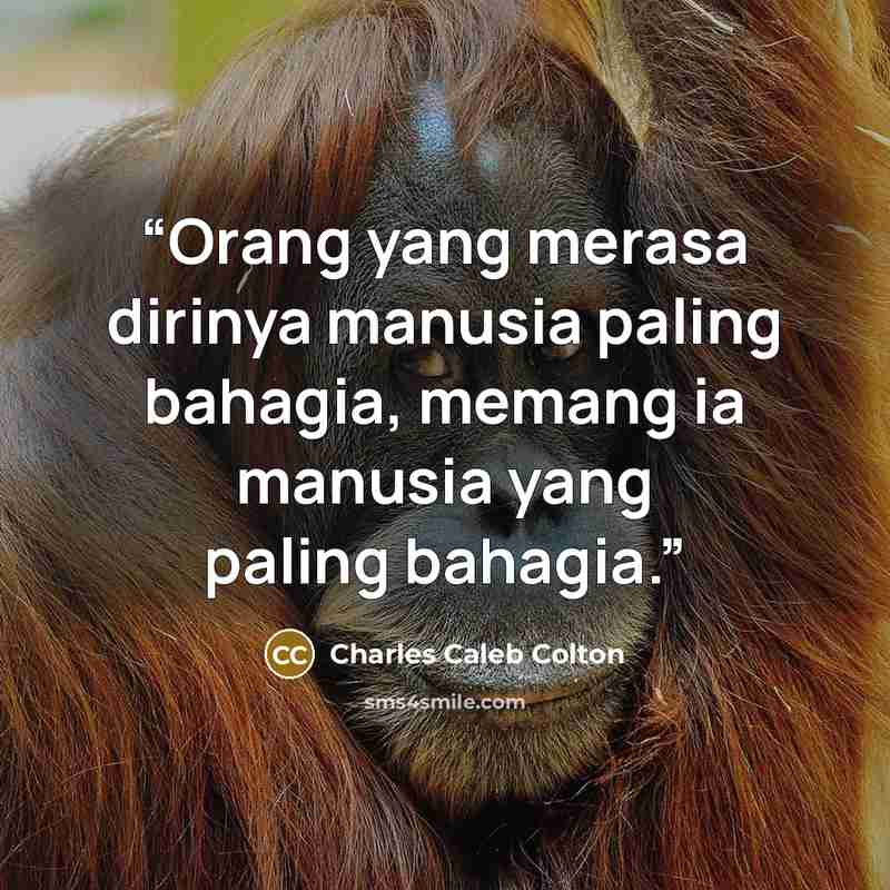 “Orang yang merasa dirinya manusia paling bahagia, memang ia manusia yang paling bahagia.” quote by Charles Caleb Colton