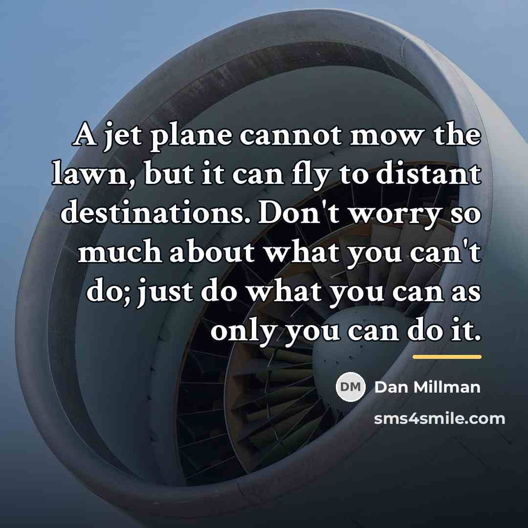 “A jet plane cannot mow the lawn, but it can…” quote by Dan Millman