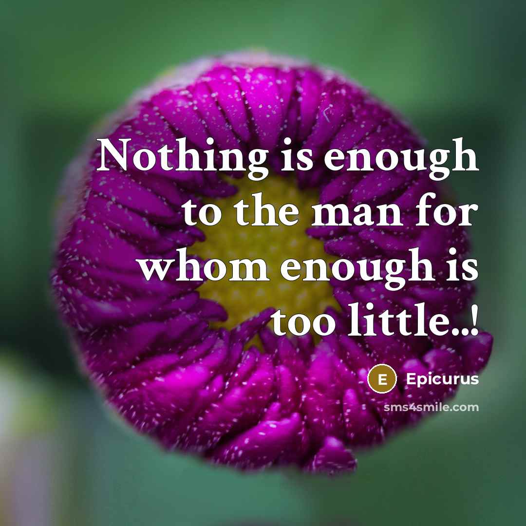 “Nothing is enough to the man for whom enough is…” quote by Epicurus