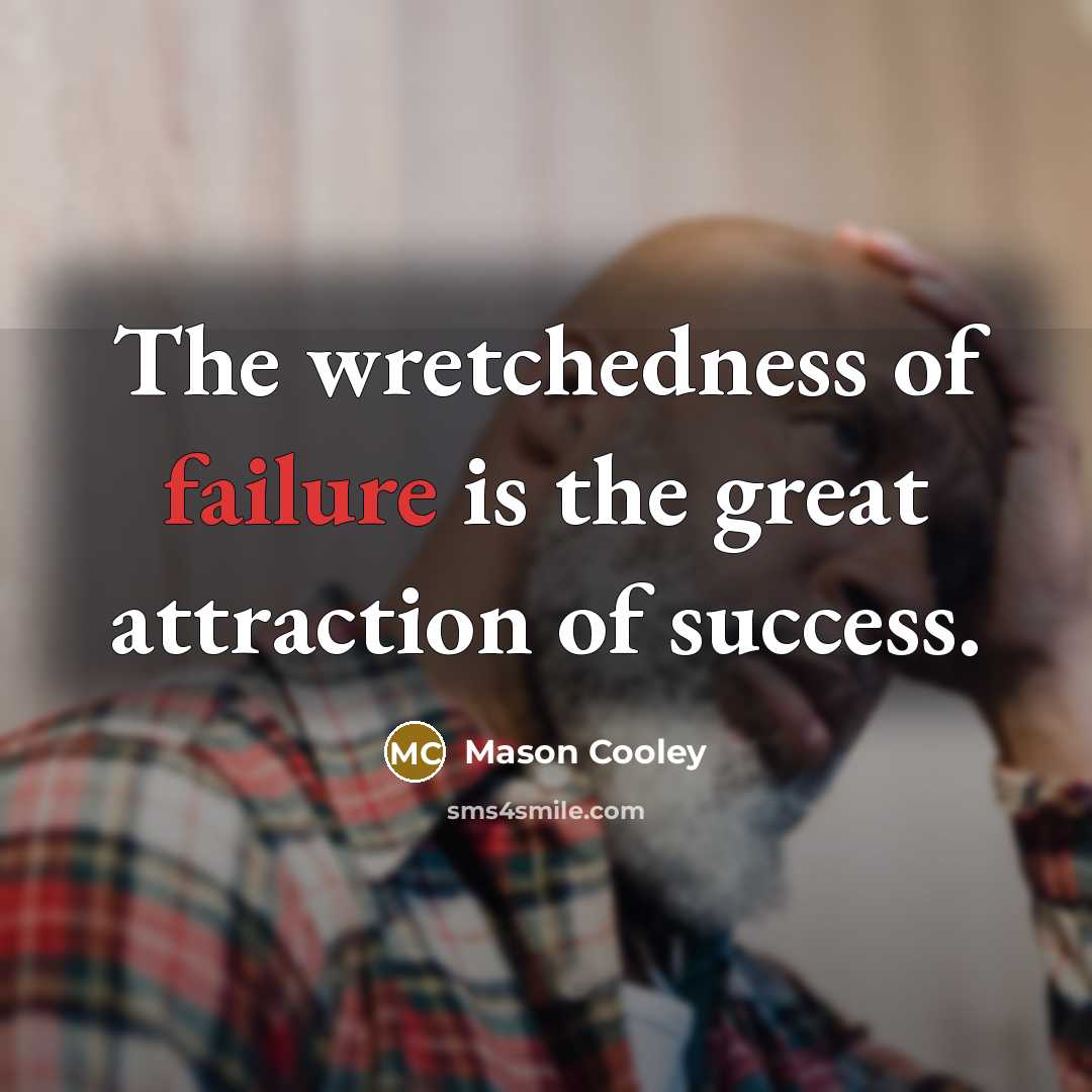 “The wretchedness of failure is the great attraction of success.…” quote by Mason Cooley