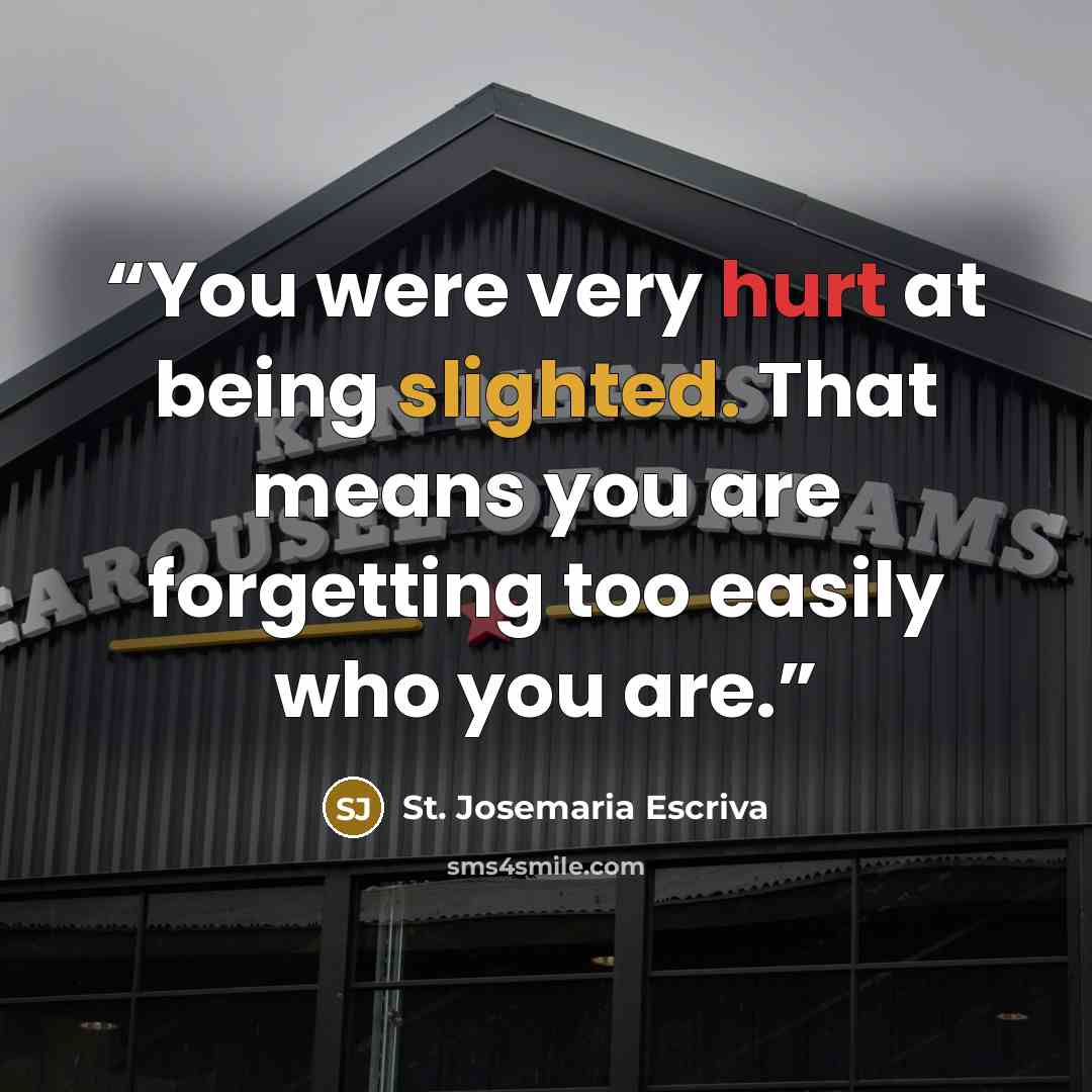 “You were very hurt at being slighted. That means you are forgetting too easily who you are.” quote by St. Josemaria Escriva