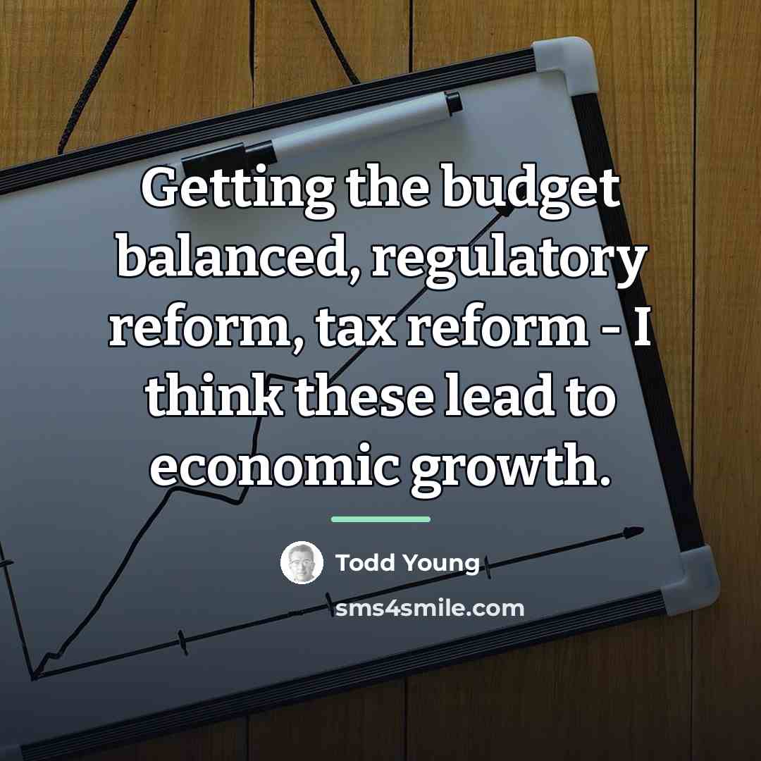 “Getting the budget balanced, regulatory reform, tax reform - I…” quote by Todd Young