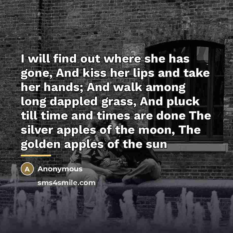 “I will find out where she has gone, And kiss…” quote by Anonymous
