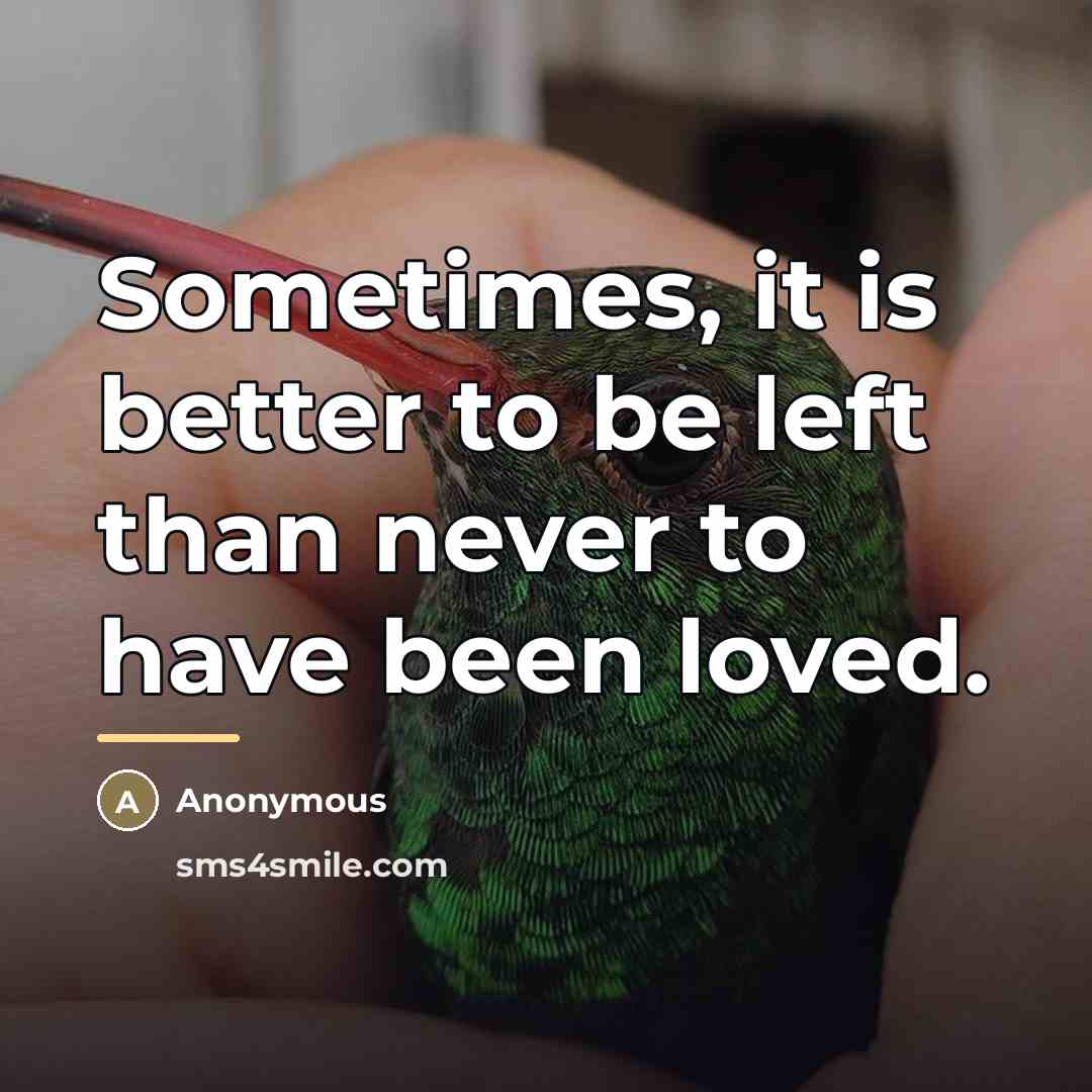“Sometimes, it is better to be left than never to…” quote by Anonymous